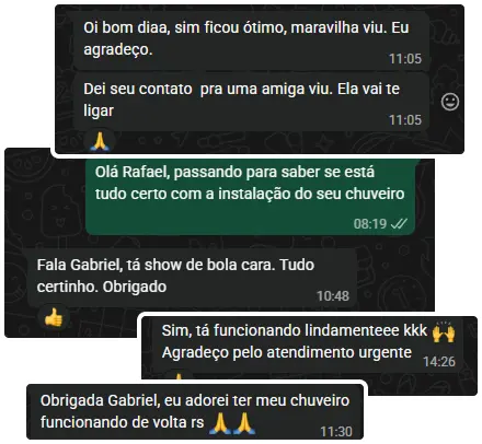 Avaliações de clientes satisfeitos com eletricista em Bauru